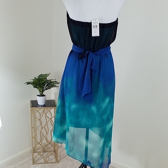Max & Cleo~Size S~Blue/Green Asymmetric Dress NWT. - Picture 7 of 11